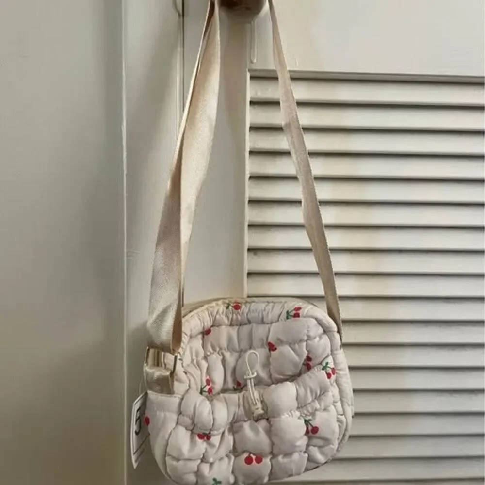 Cherry Purse Bag with Adjustable Strap and Gold Details